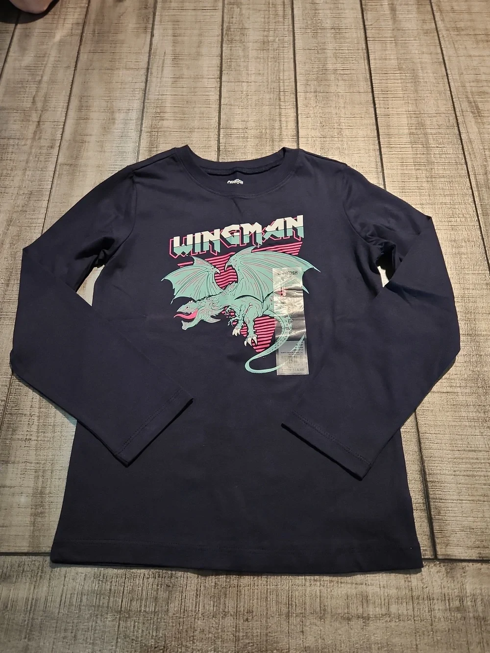 NWT OshKosh B'gosh Navy 'Wingman' Dragon Graphic Long-Sleeve Tee for Kids